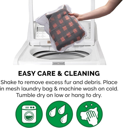 Reversible Medium Dog Coat, Washable & Insulating W/ Leash Access - Sherpa & Plaid Fleece Flex-Fit Jacket - Cream/Red, Medium